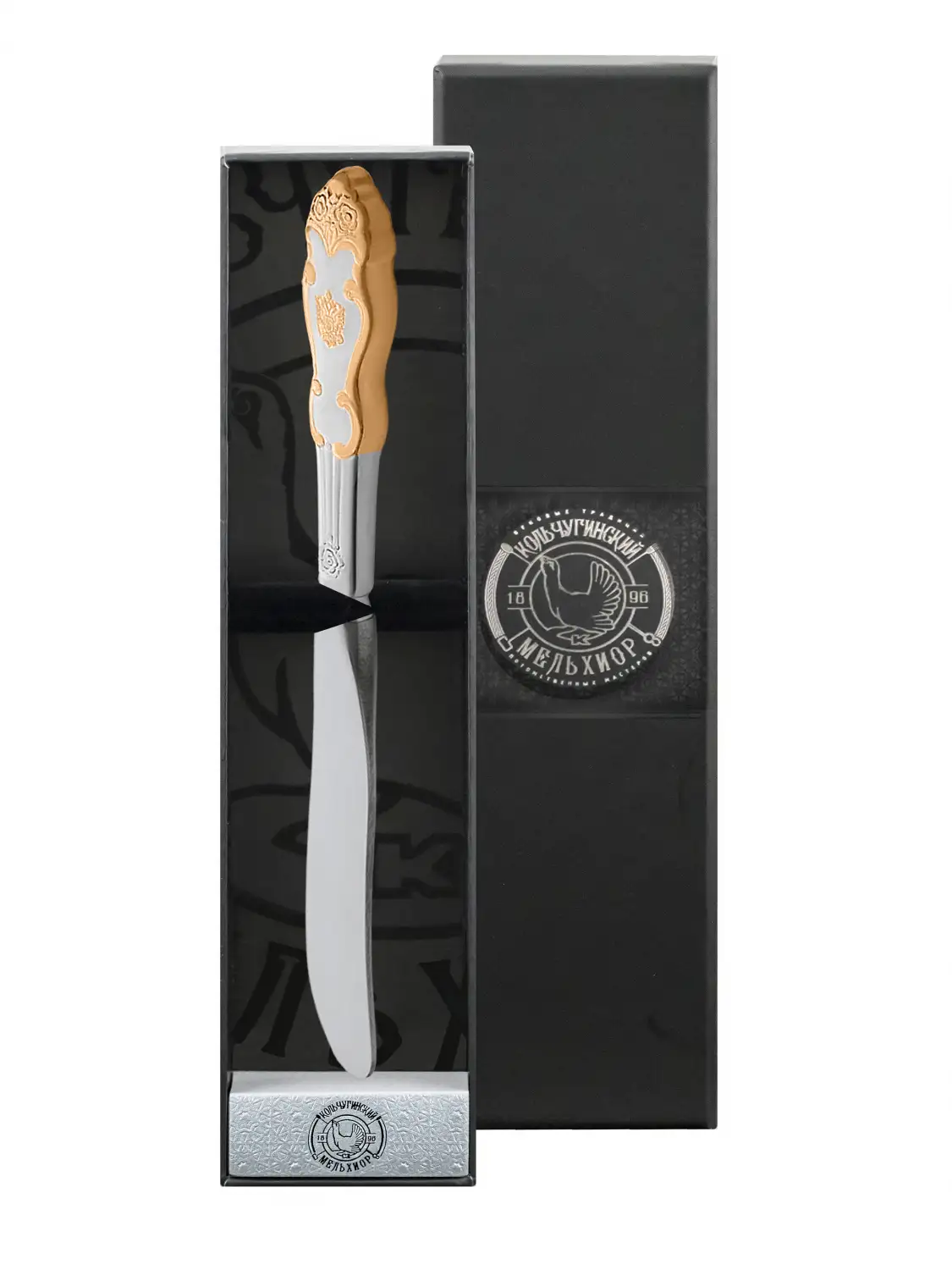 Нож для масла Герб посеребренный с позолотой нож для масла серебряная роза посеребренный с позолотой