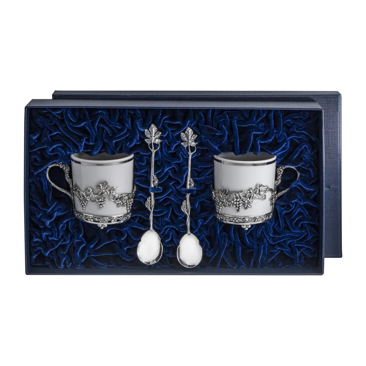 Набор кофейных чашек Виноград: ложка, чашка (Серебро 925) набор кофейных чашек зайцы ложка чашка серебро 925