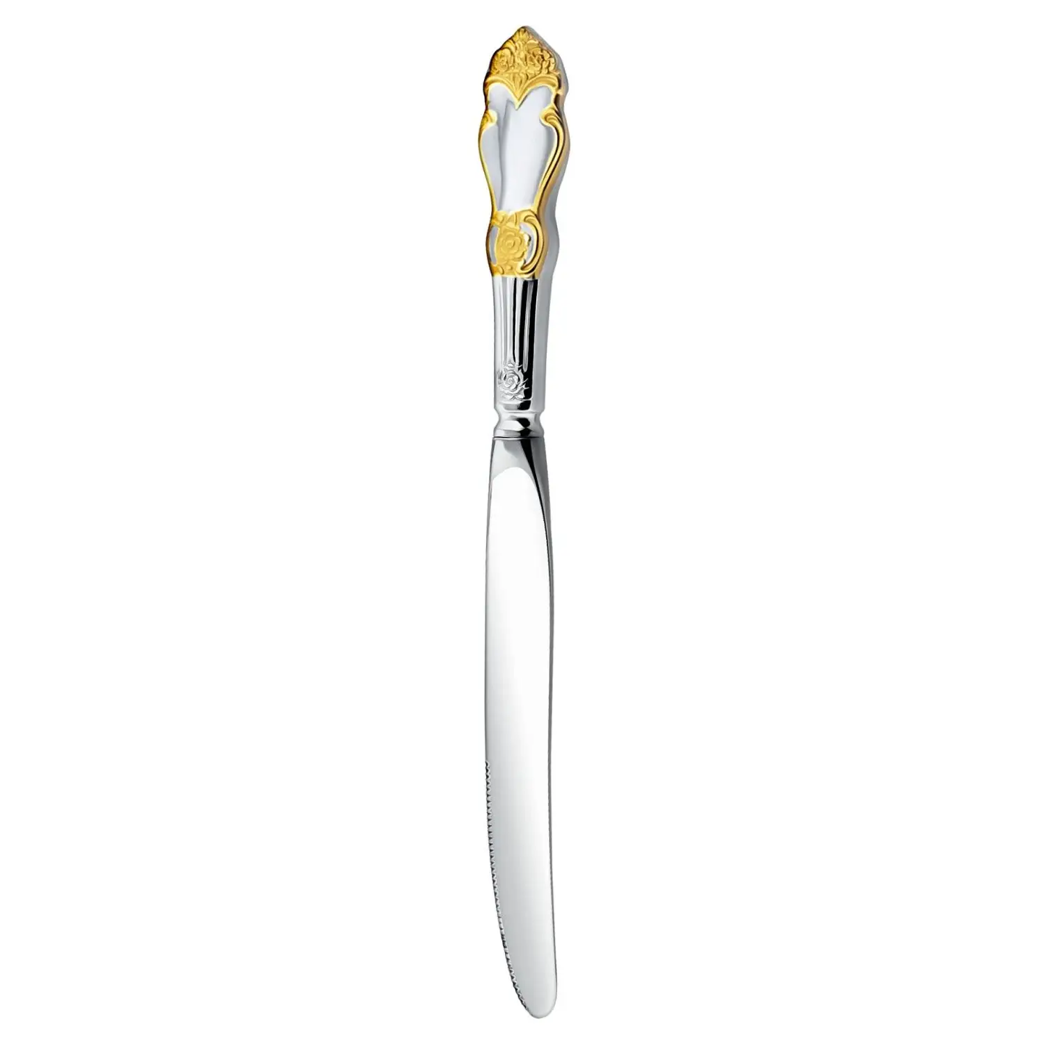 Набор столовых ножей "Серебряная роза" посеребренный с позолотой