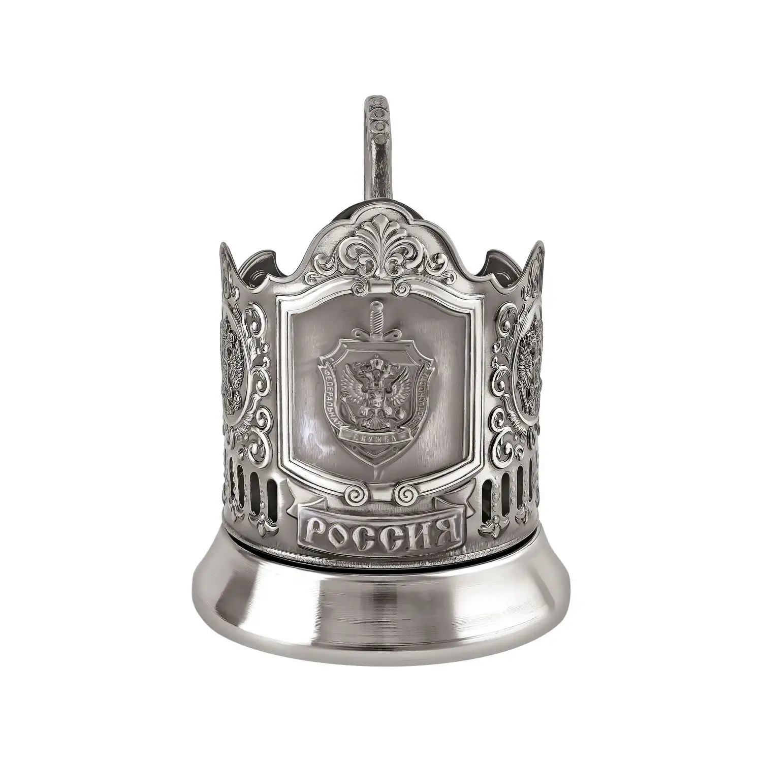 Подстаканник никелированный с чернением "ФСБ" УЦЕНЕННЫЙ ТОВАР