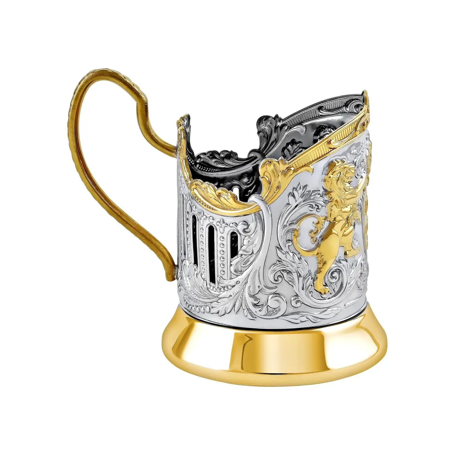 Фото Набор для чая "Глава семьи" : ложка, подстаканник, стакан никелированный с позолотой №5