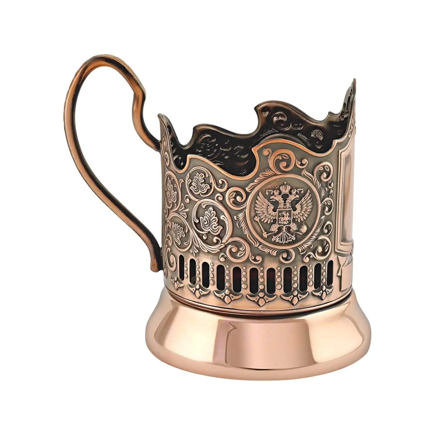 Подстаканник  медный  "Обезличенный Герб РФ"