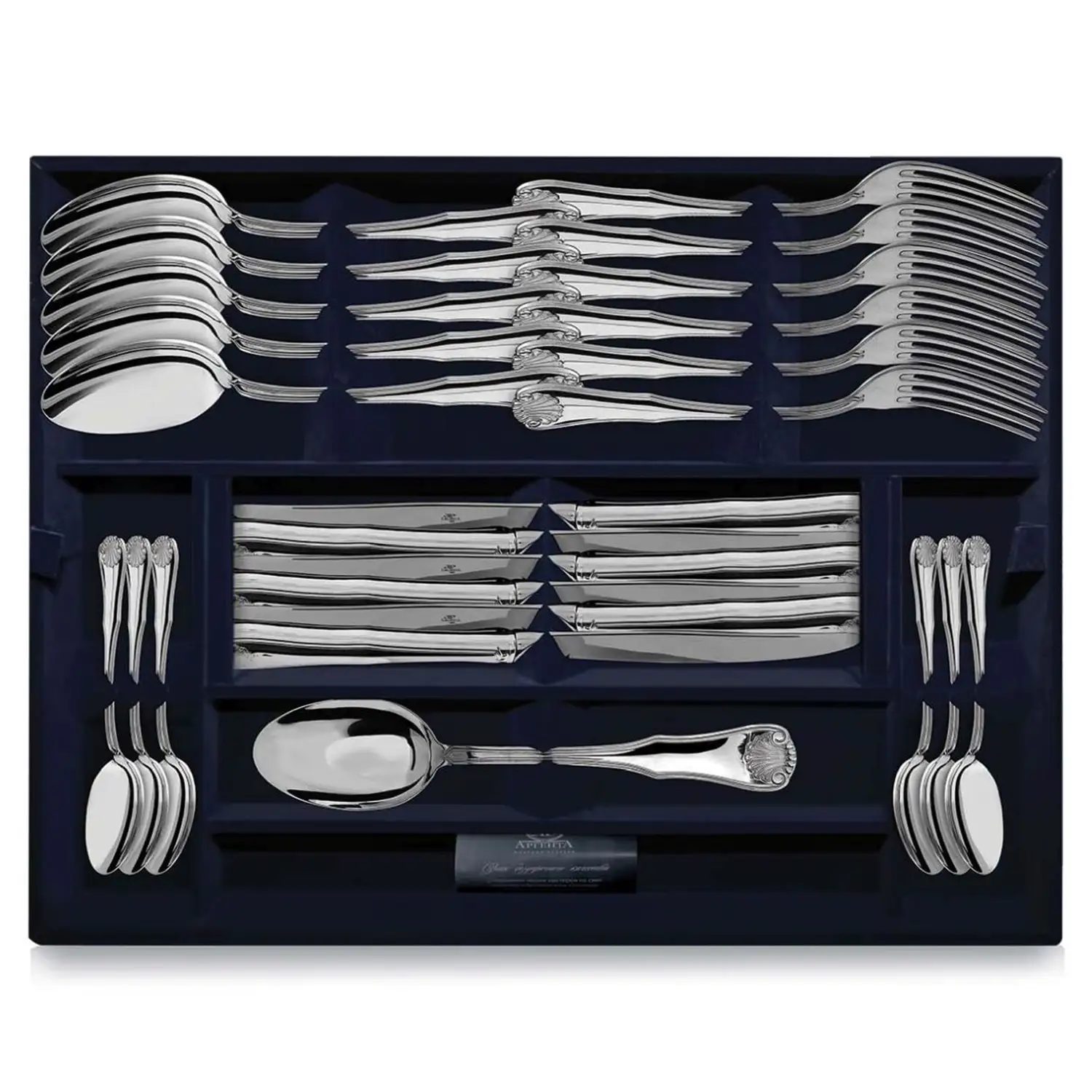 Набор столовый Визит: вилка, ложка, нож, чайная ложка. Набор на 6 персон (Серебро 925)