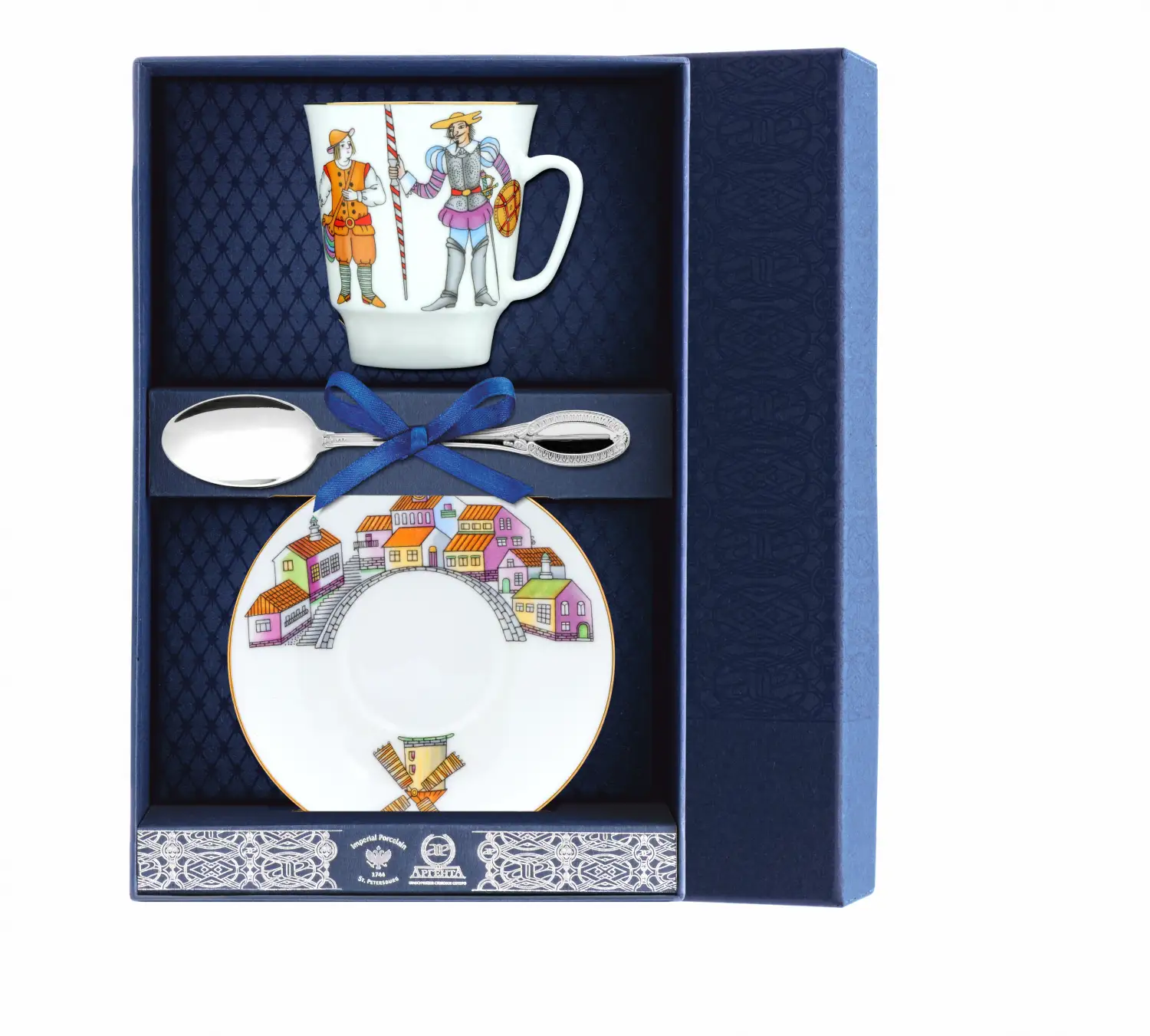 Набор чайный Майская - Балет Дон Кихот: блюдце, ложка, чашка (Серебро 925)