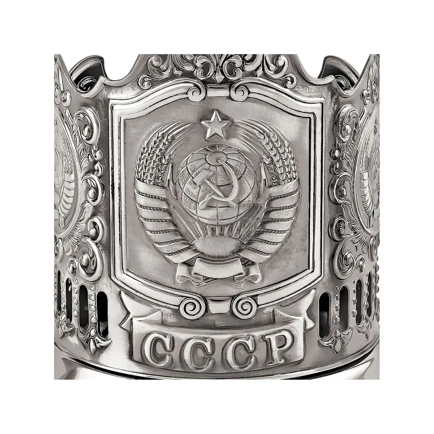Набор для чая "Герб СССР" никелированный с чернением