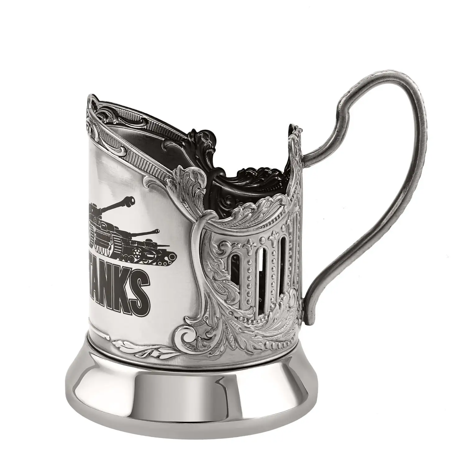 Фото Набор для чая никелированный с чернением с лазерной гравировкой  "WORLD of TANKS" №4