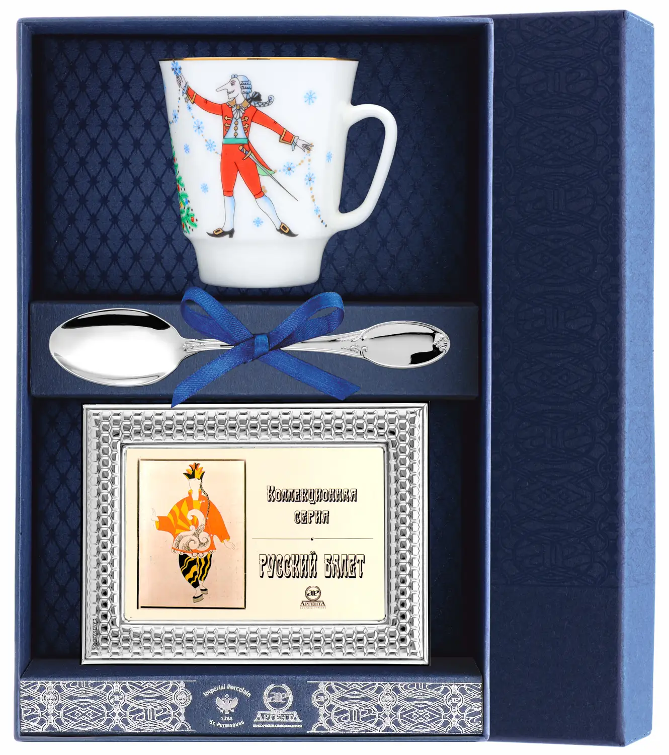 Набор чайный Майская - Балет Щелкунчик: ложка, рамка для фото, чашка (Серебро 925) набор чайный майская балет лебединое озеро ложка рамка для фото чашка серебро 925