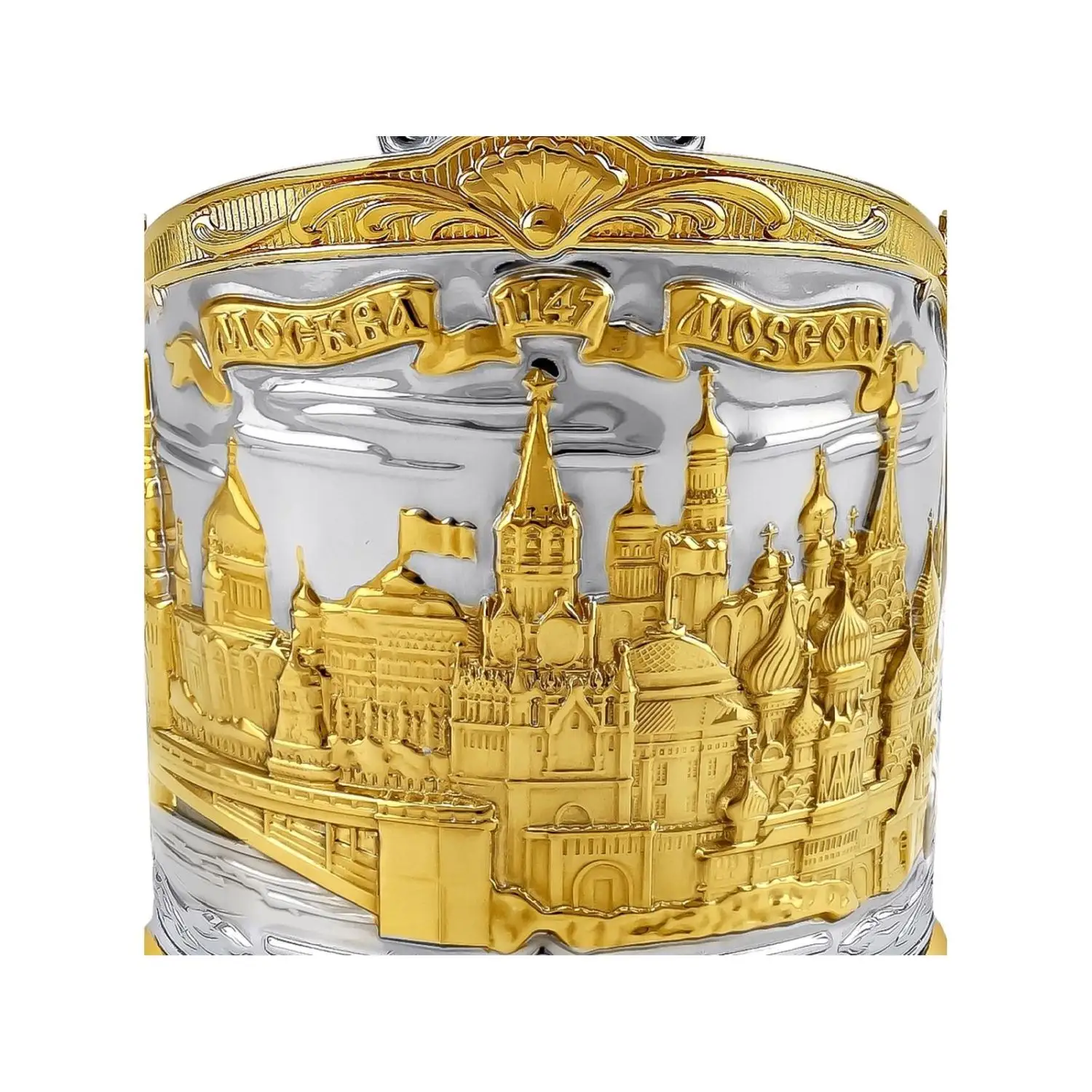 Подстаканник никелированный с позолотой  "'Москва (Триумфальная)" 