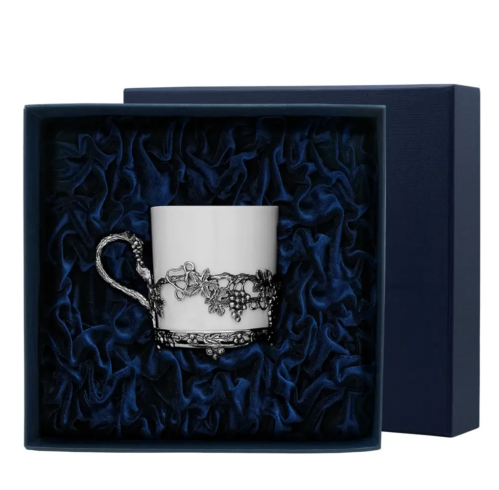 Чашка чайная Виноград с чернением (Серебро 925) чашка чайная стрекоза с чернением серебро 925