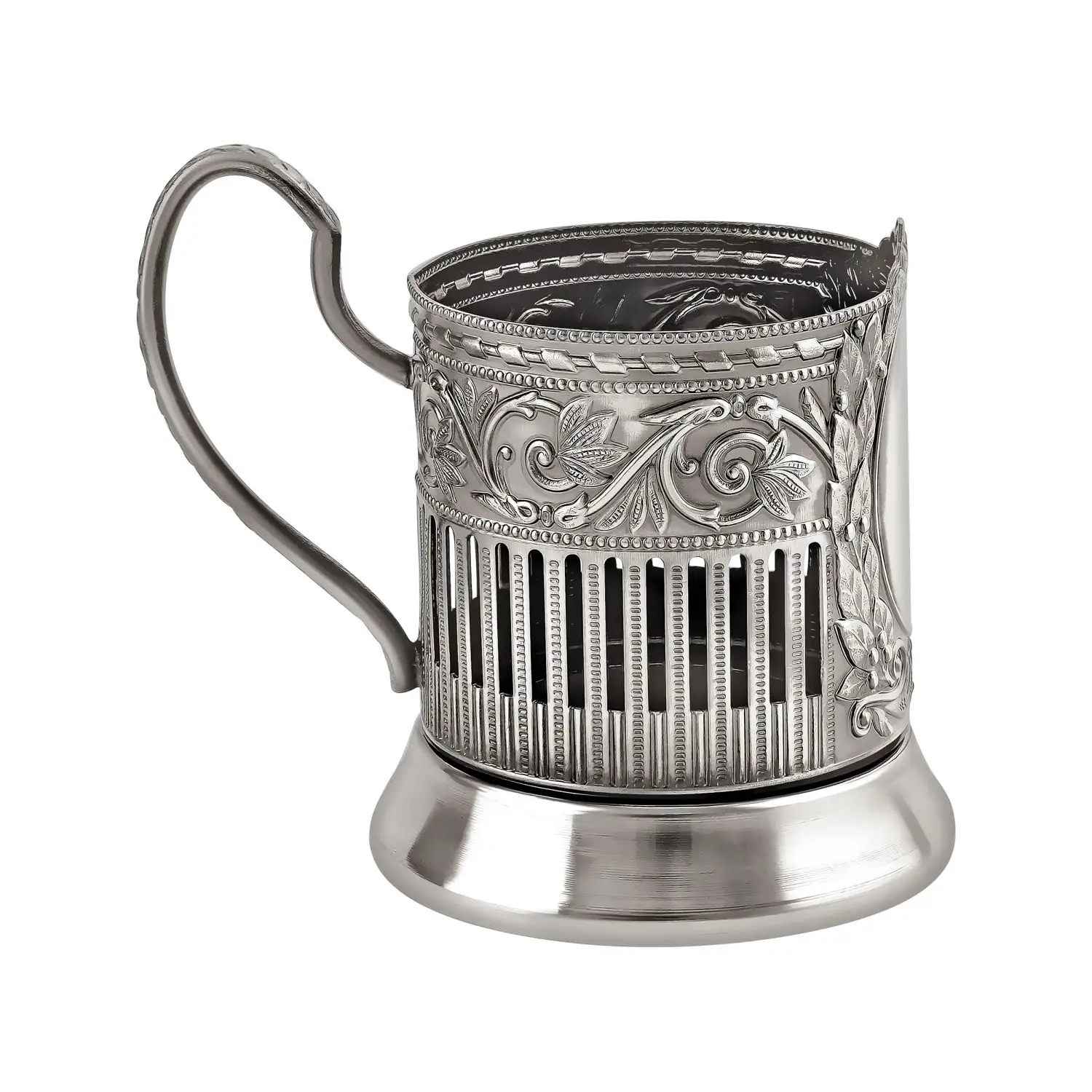 Фото Набор для чая "65 лет" Советский: ложка, стакан, подстаканник никелированный с чернением и с эмалью №4