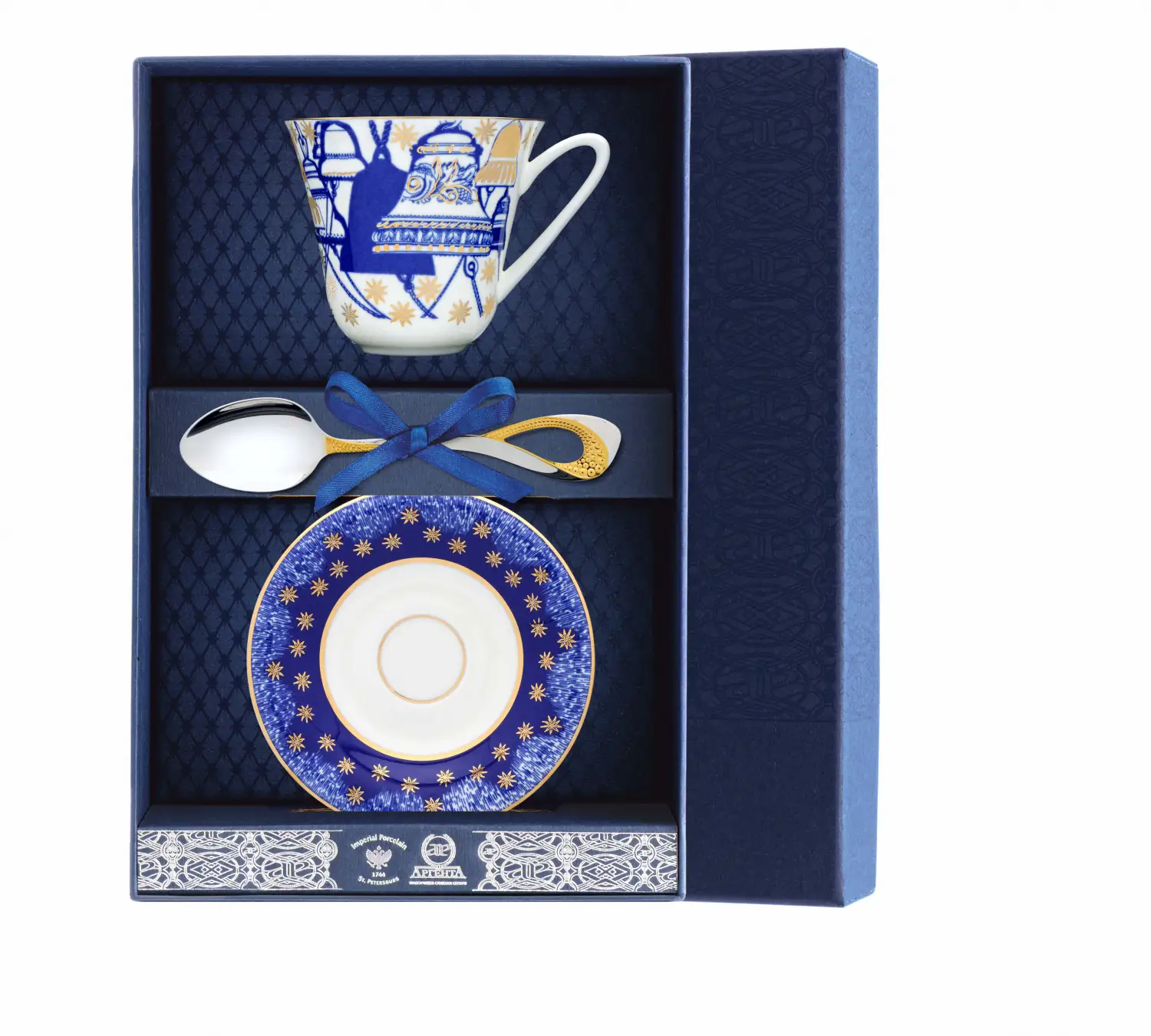 Набор чайный Сад - Колокола: ложка, чашка (Серебро 925) набор чайный тигр с позолотой ложка чашка серебро 925