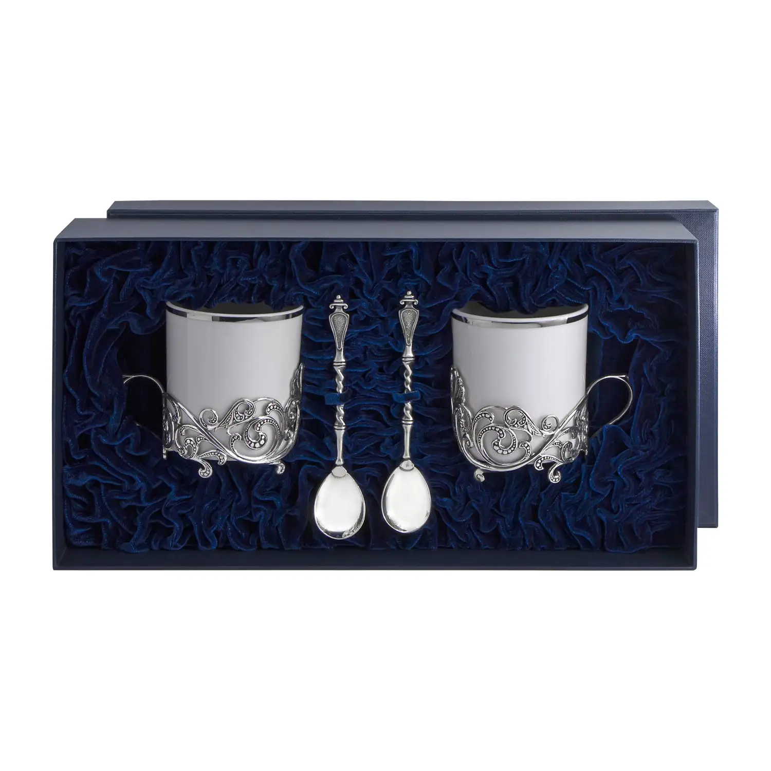 Набор чайных чашек Витая: ложка, чашка (Серебро 925) набор чайных чашек витая ложка чашка серебро 925