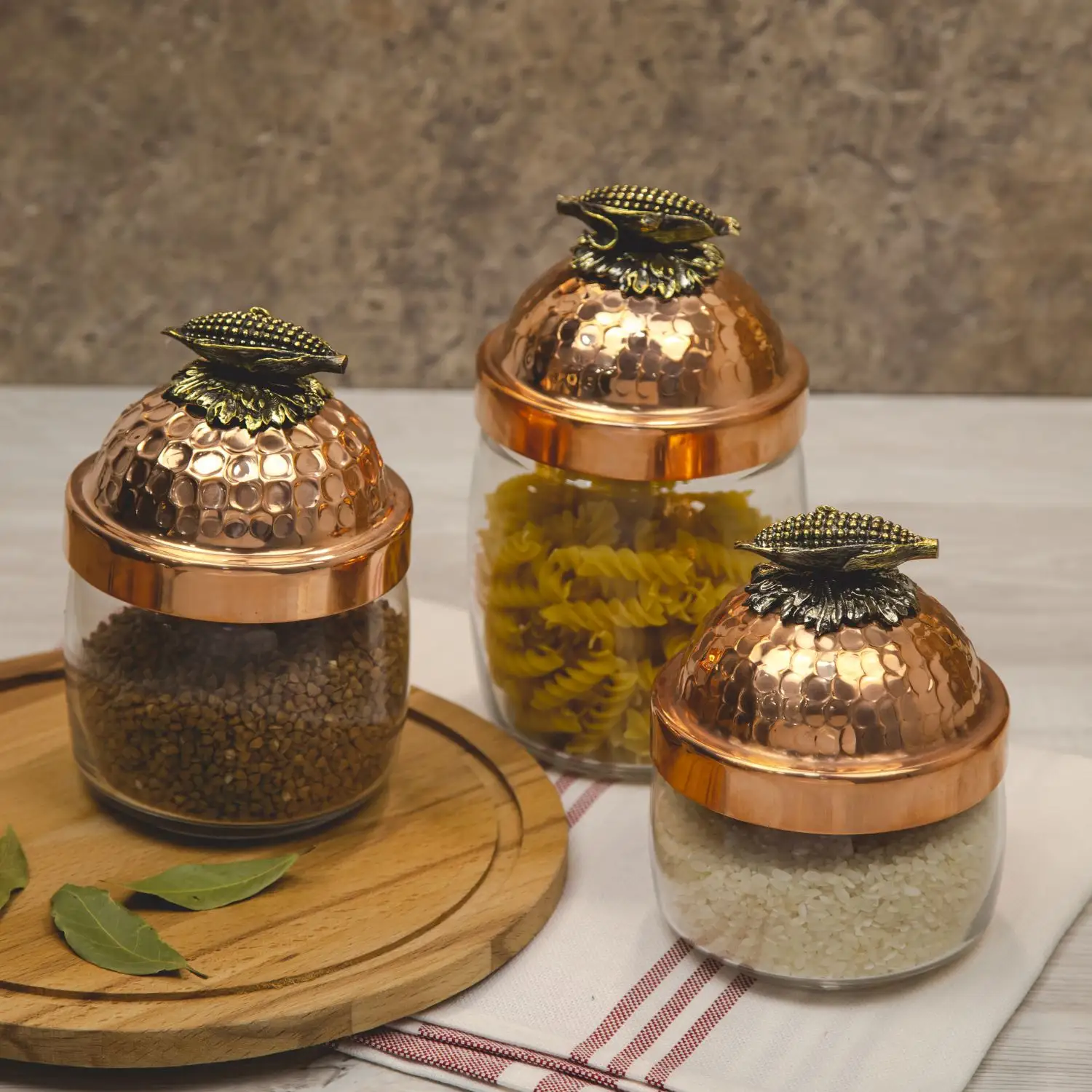 Банка под сыпучие продукты "Кукуруза" c кованой крышкой 420 мл