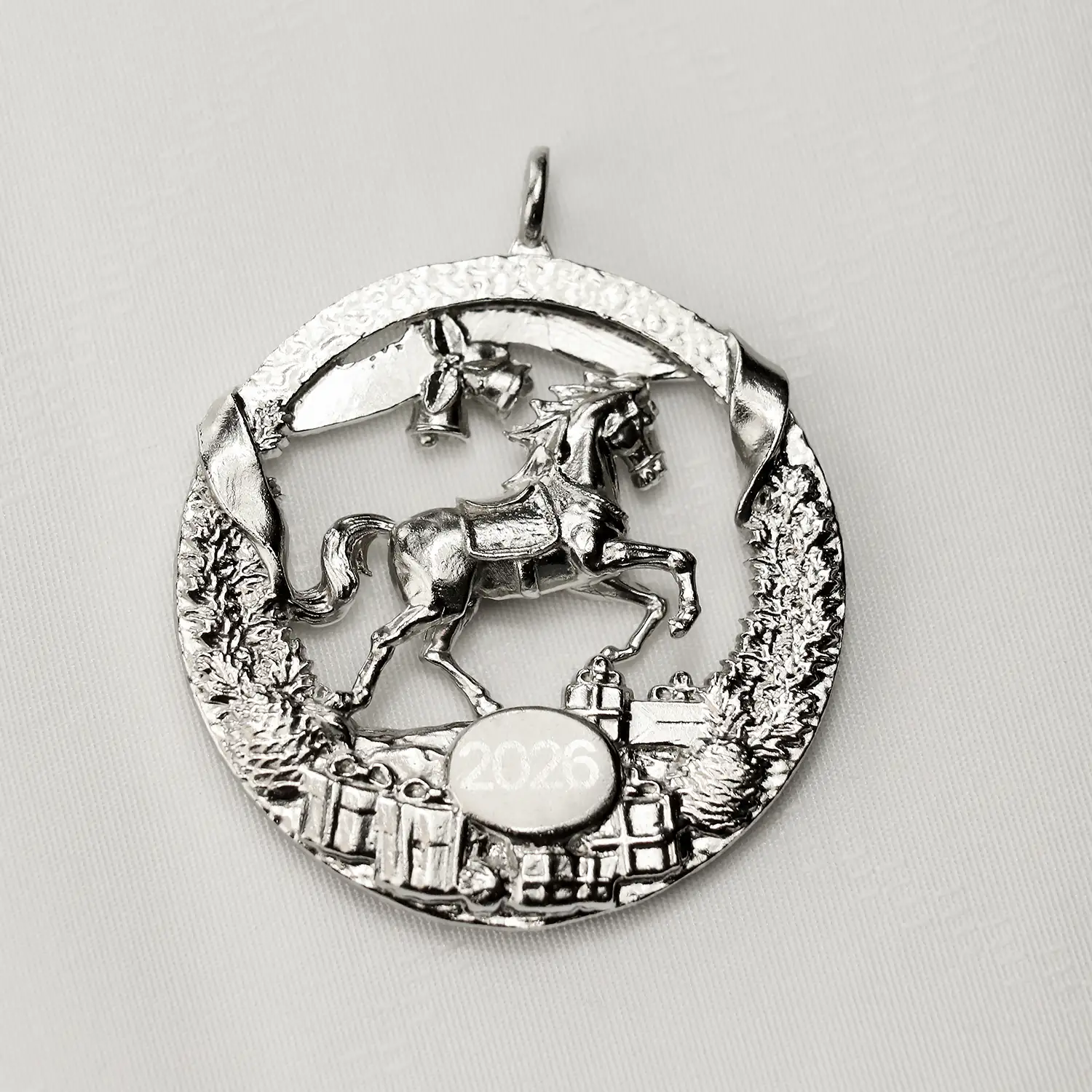 Игрушка новогодняя "Лошадка" никелированная