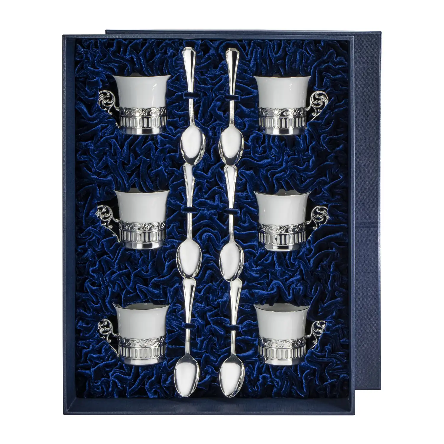 Набор кофейных чашек Богема: ложка, чашка на 6 персон (Серебро 925) набор кофейных чашек богема ложка чашка на 6 персон серебро 925