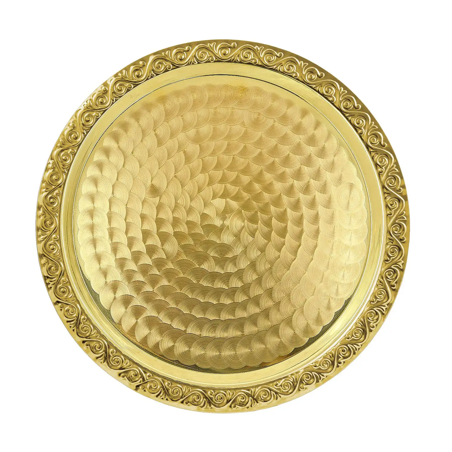 Поднос декоративный круглый с гравированным рисунком латунный поднос для чая с гравированным рисунком глухарь латунный