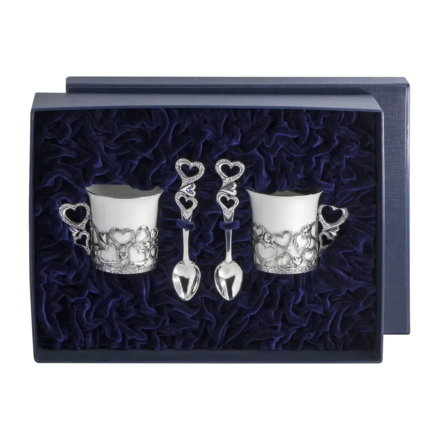 Набор кофейных чашек Сердечко: ложка, чашка (Серебро 925) набор кофейных чашек зайцы ложка чашка серебро 925