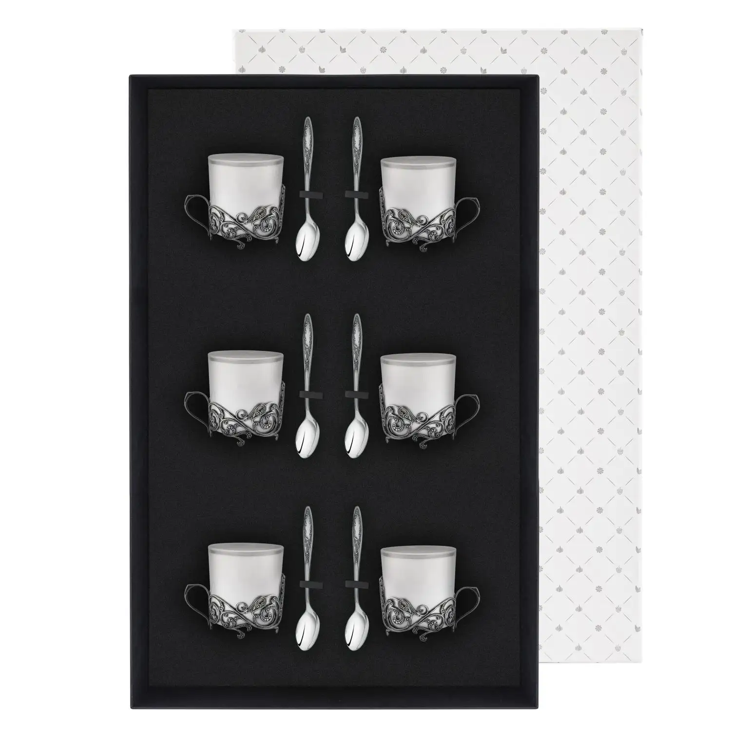 Набор кофейных чашек Витая: ложка, чашка посеребренный с чернением набор чашек кофейных витая ложки из серебра 4 предмета