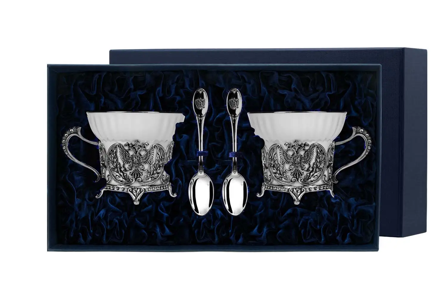 Набор чайных чашек Герб: ложка, чашка (Серебро 925) набор чашек чайных герб ложки из серебра 4 предмета