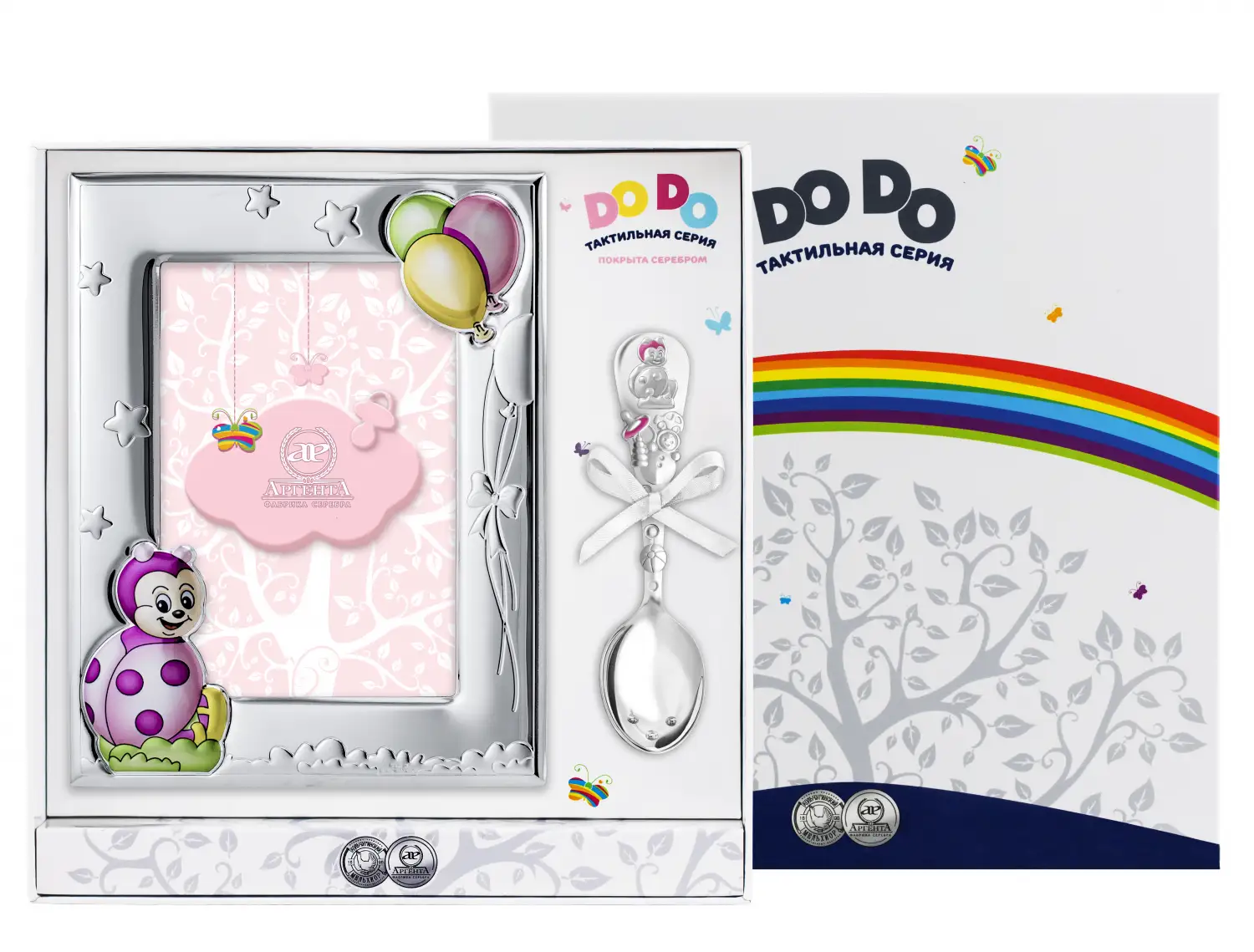 Набор детский тактильный Божья коровка: ложка и рамка розовая с эмалью набор детский тактильный мишка ложка и рамка розовая с эмалью