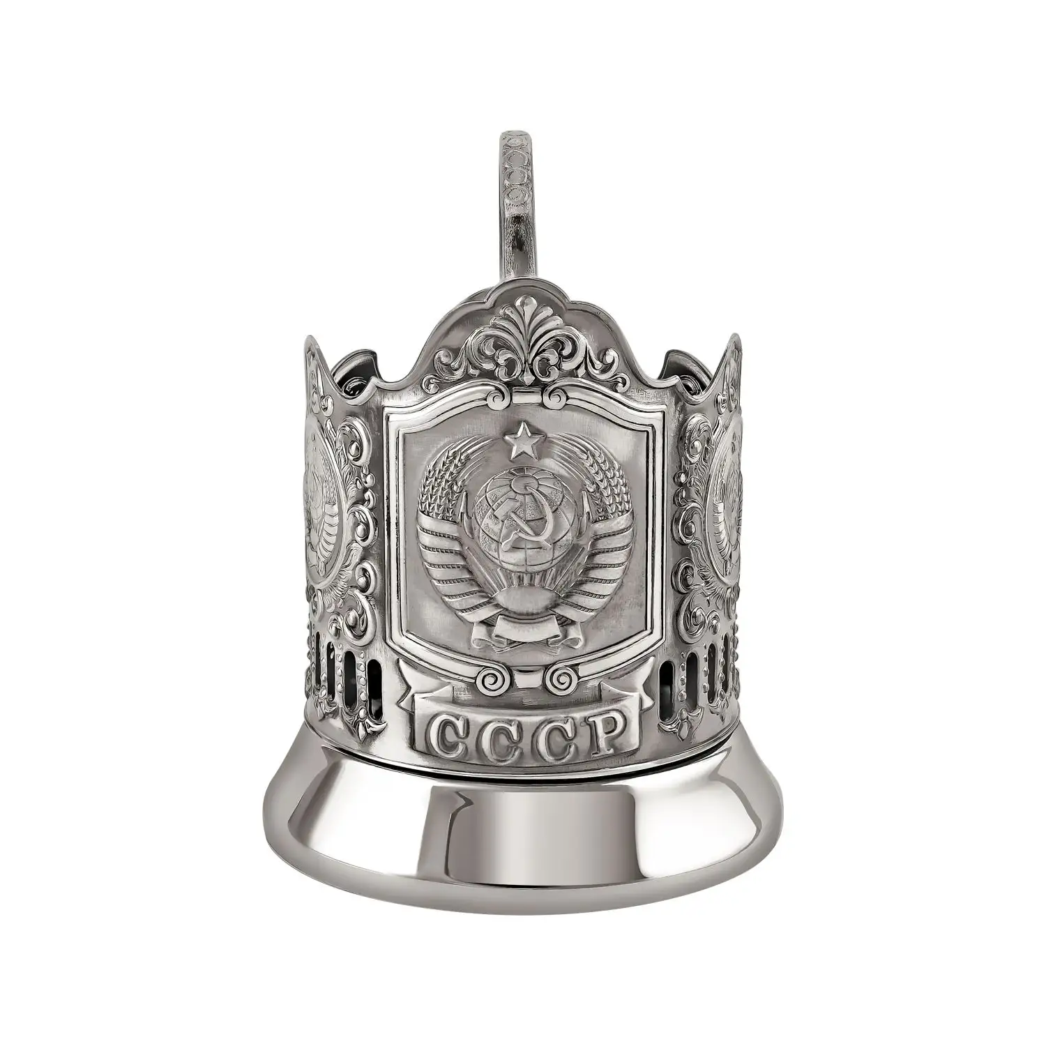 Подстаканник  никелированный с чернением  "Герб СССР" УЦЕНЕННЫЙ ТОВАР
