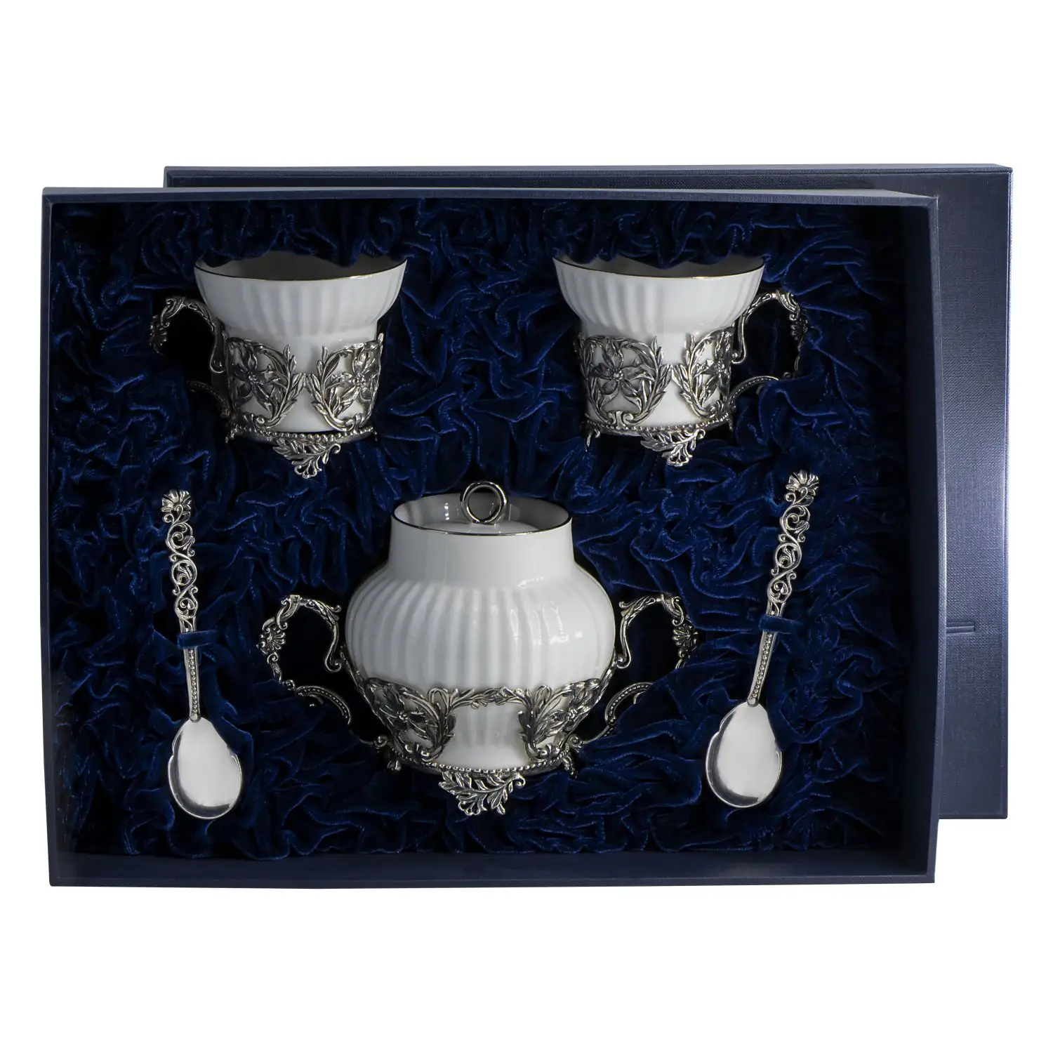 Набор Симфония: ложка, чашка, сахарница (Серебро 925) набор симфония чашка ложка чайник серебро 925