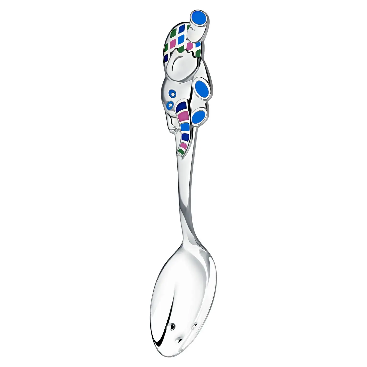 Ложка детская DODO "Слоник" с голубой с эмалью (Серебро 925)