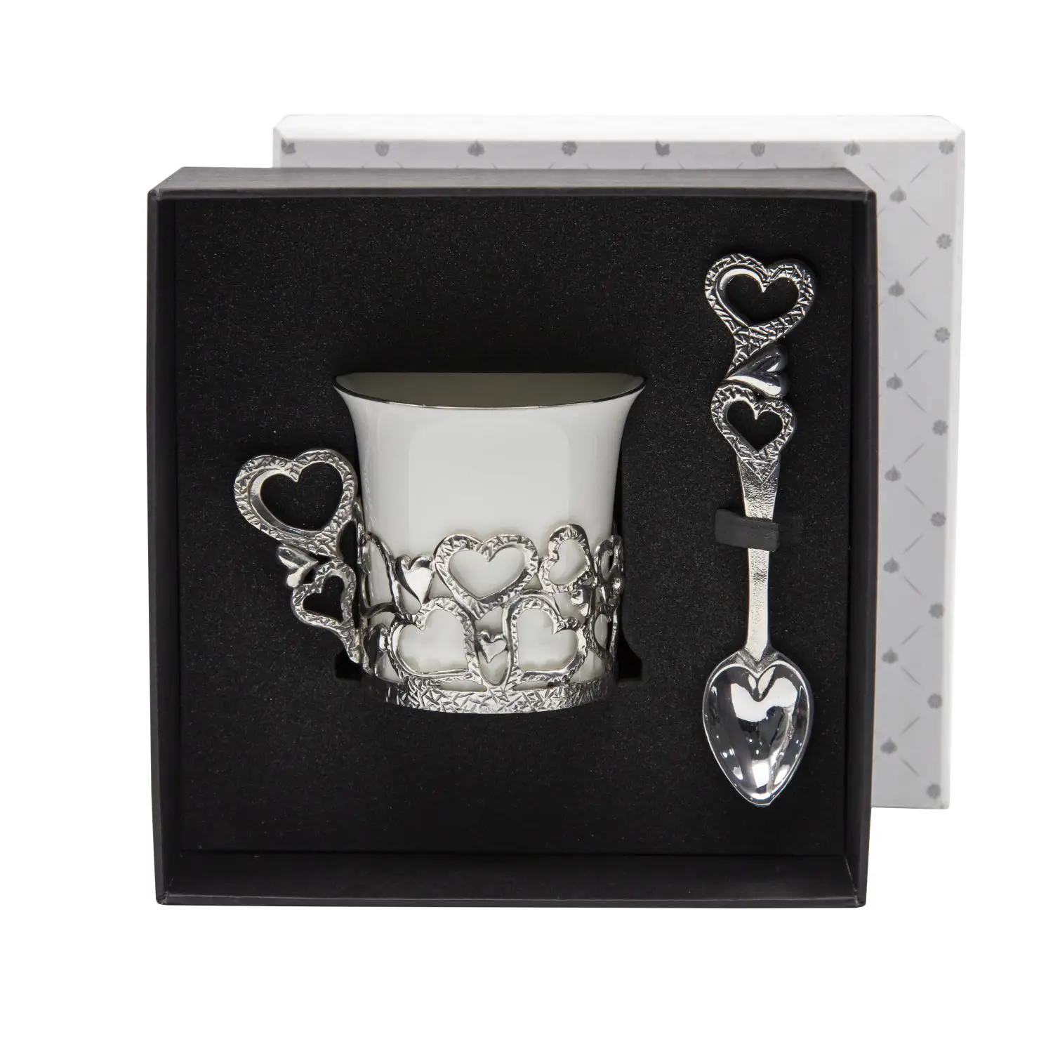 Набор чашек кофейных Сердечко посеребренный с чернением 2 предмета с ложками набор чашек кофейных глухарь ложки из серебра 4 предмета