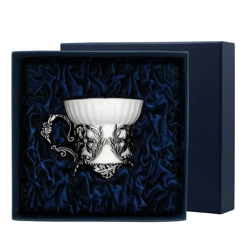 Чашка чайная Симфония с чернением (Серебро 925) чайная чашка летняя стрекоза из янтаря с ложечкой серебро