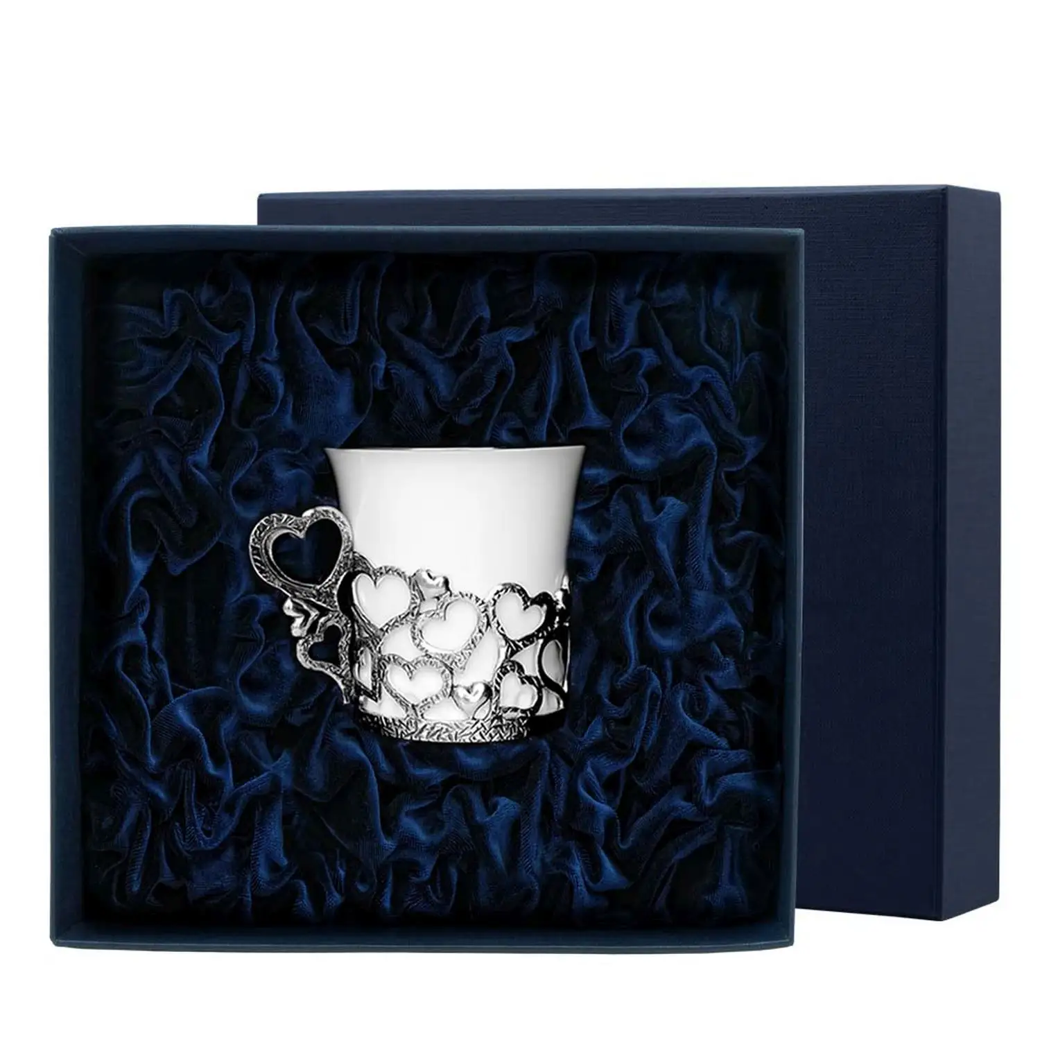 Чашка кофейная Сердечко с чернением (Серебро 925) чашка кофейная зайцы с чернением серебро 925