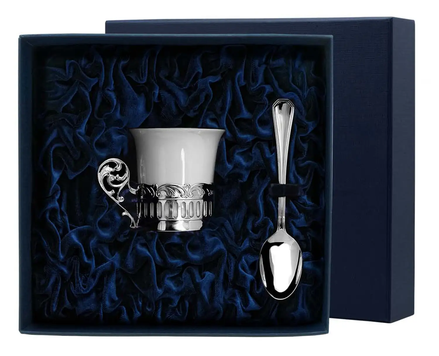 Набор кофейная чашка Богема: ложка, чашка (Серебро 925) набор чашка кофейная роза ложка из серебра