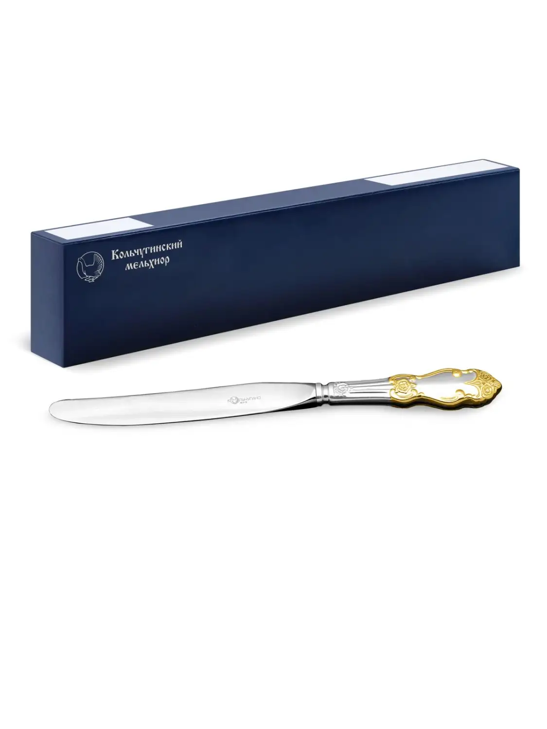 Набор столовых ножей "Серебряная роза" посеребренный с позолотой