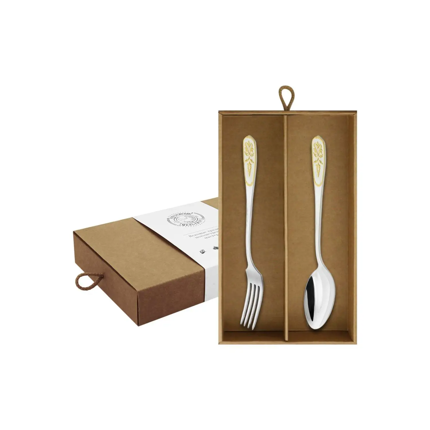 Набор столовый Визирь: вилка и ложка посеребренный с позолотой нож столовый визирь с частичной позолотой
