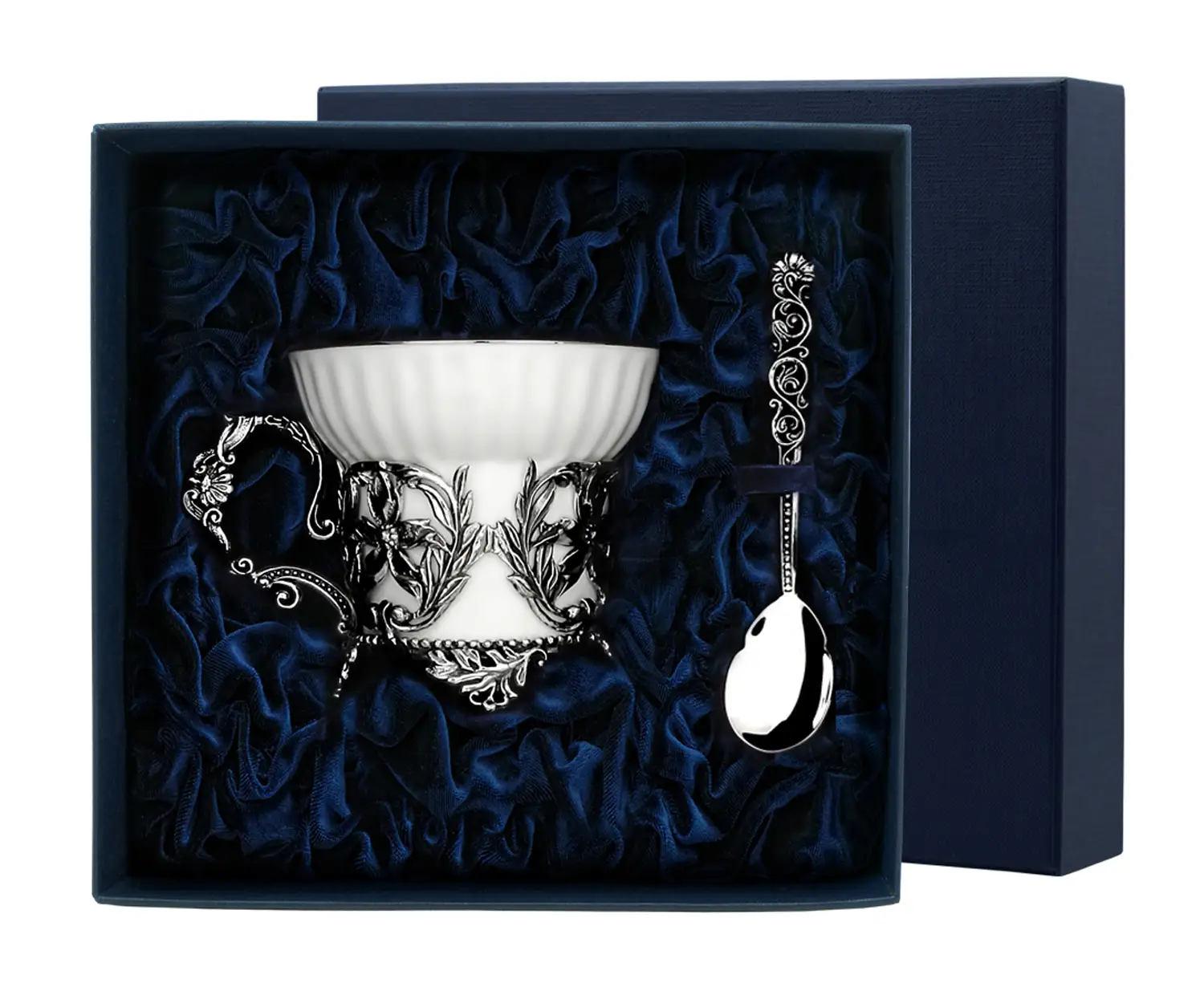 Набор чайная чашка Симфония: ложка, чашка (Серебро 925) цена и фото
