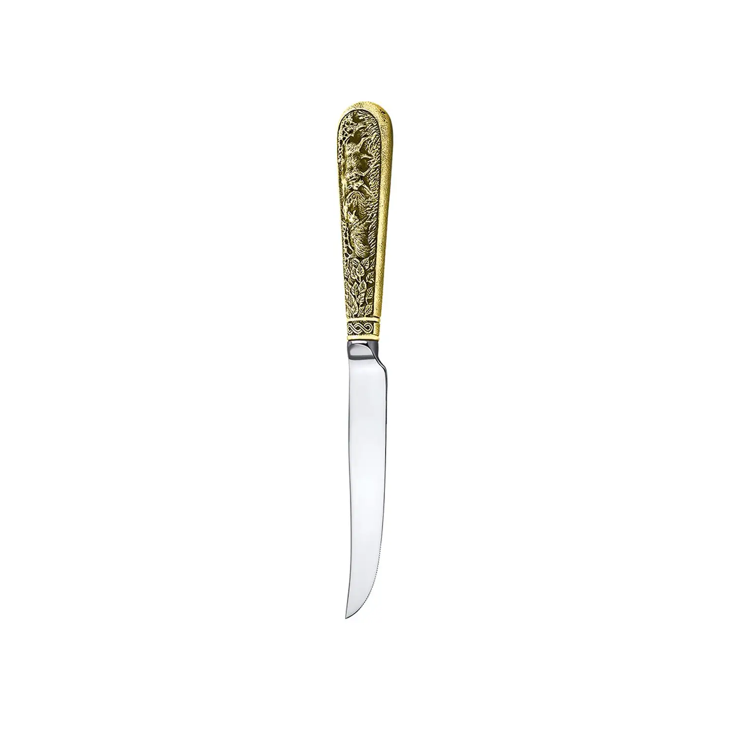Нож для стейка Лось латунный с чернением нож д стейка с мелкими зубцами лось посереб полир с черн