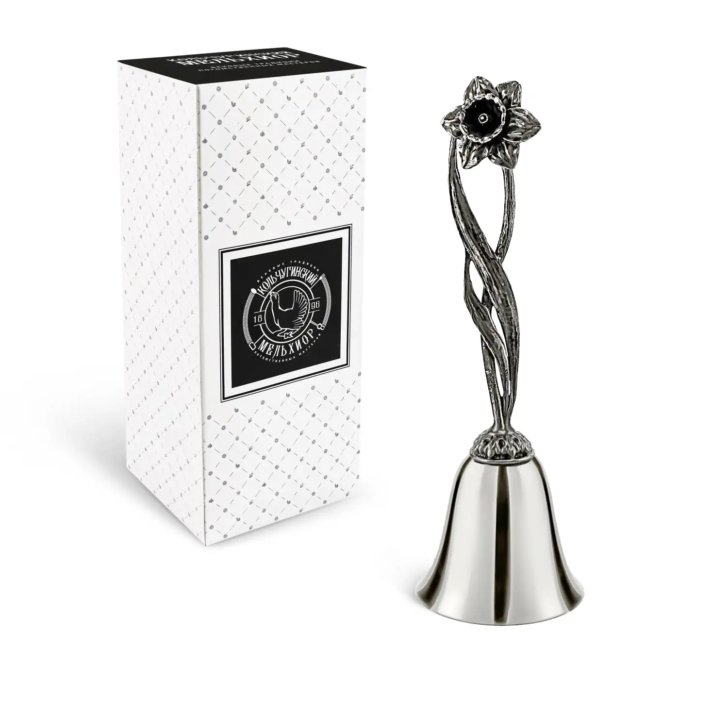 Колокольчик "Цветы России Нарцисс" никелированный с чернением (малый)