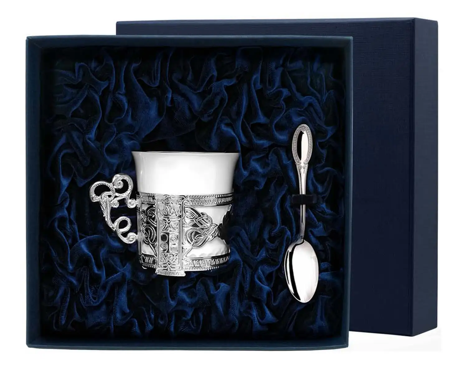 Набор кофейная чашка Август Октавиан: ложка, чашка (Серебро 925) набор кофейный август октавиан с логотипом тигр ложка чашка серебро 925