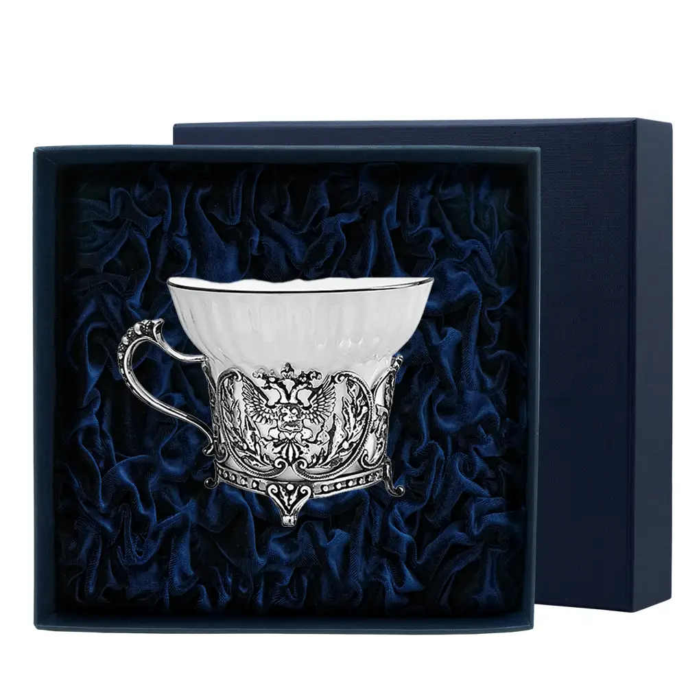 Чашка чайная Герб с чернением (Серебро 925) чашка чайная цветочная с чернением серебро 925