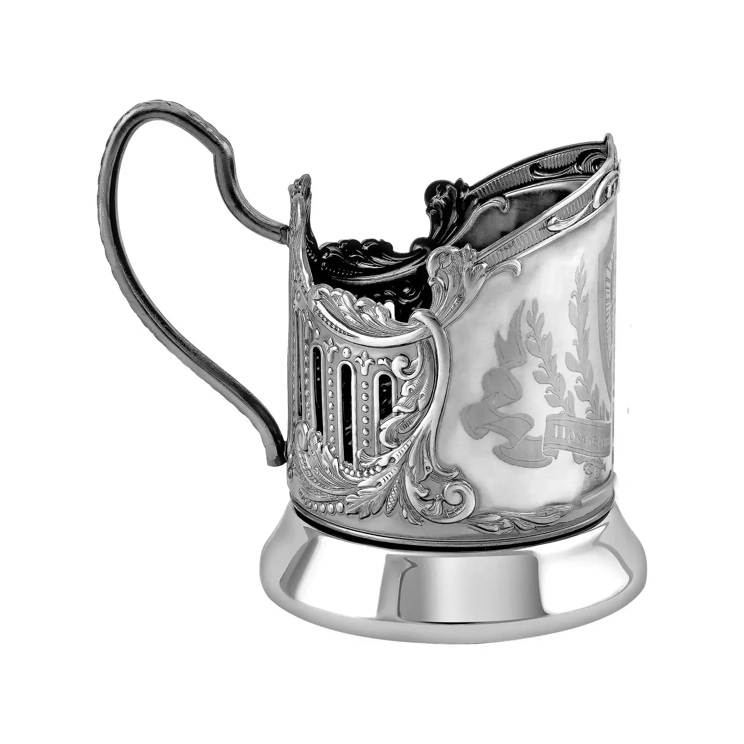 Набор для чая "Врачу" никелированный с чернением с лазерной гравировкой 