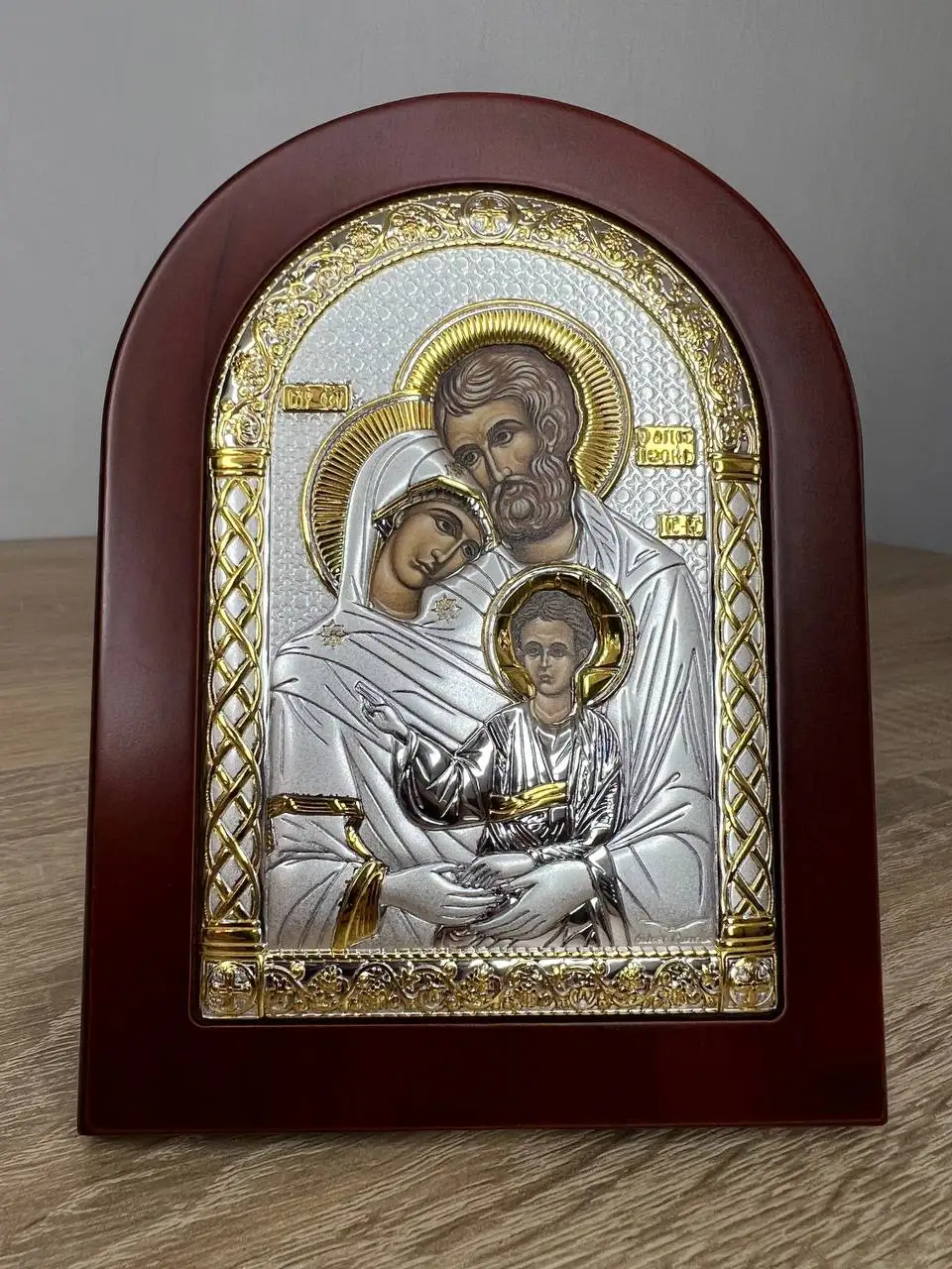 Икона арочная "Св. Семейство", красное дерево 105х140