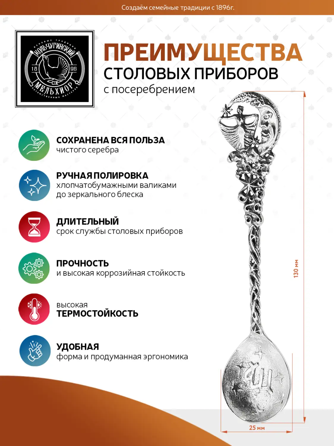 Ложка чайная "Зодиак-Дева" посеребренная с чернением