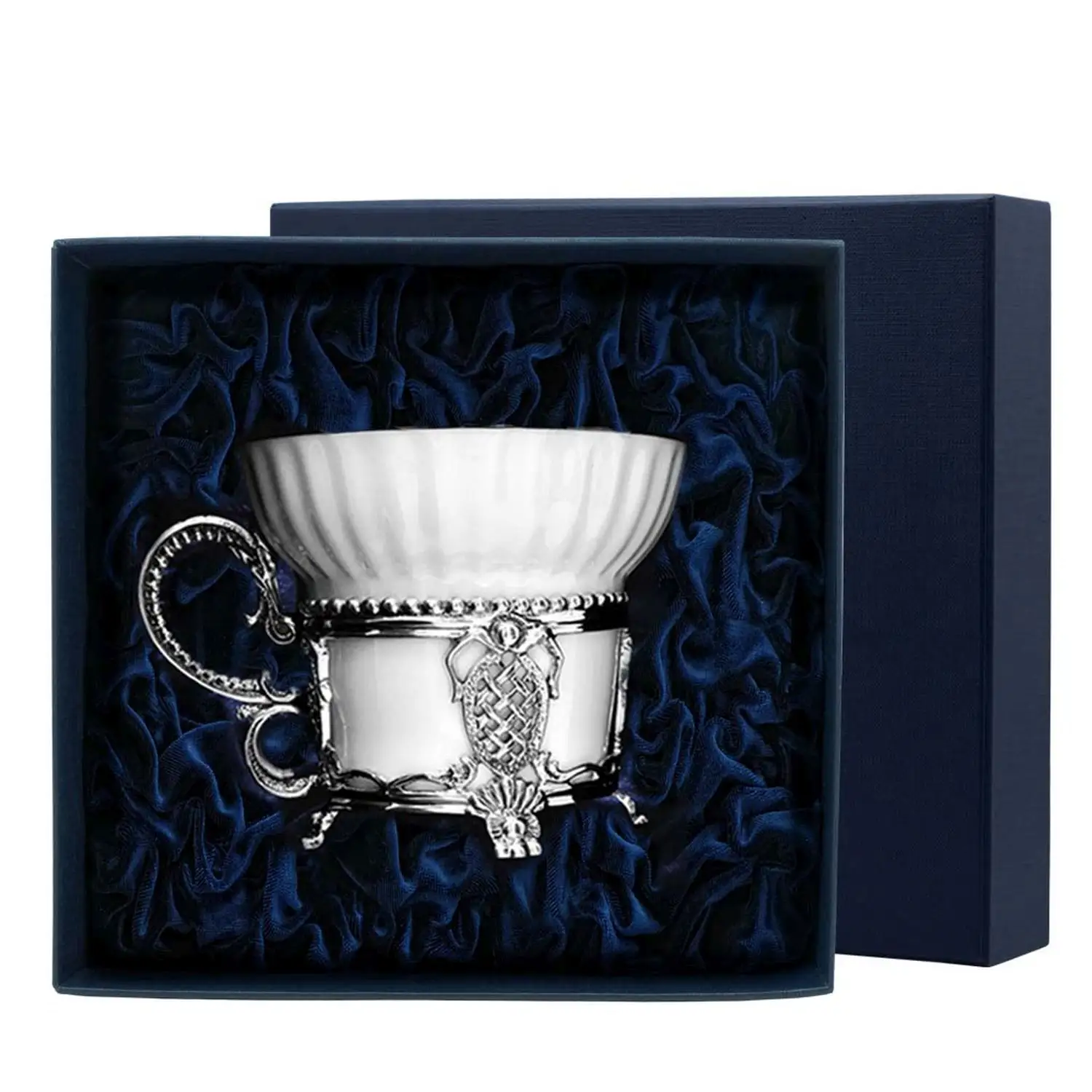 Чашка чайная Меценат с чернением (Серебро 925) чашка чайная ангел с чернением серебро 925
