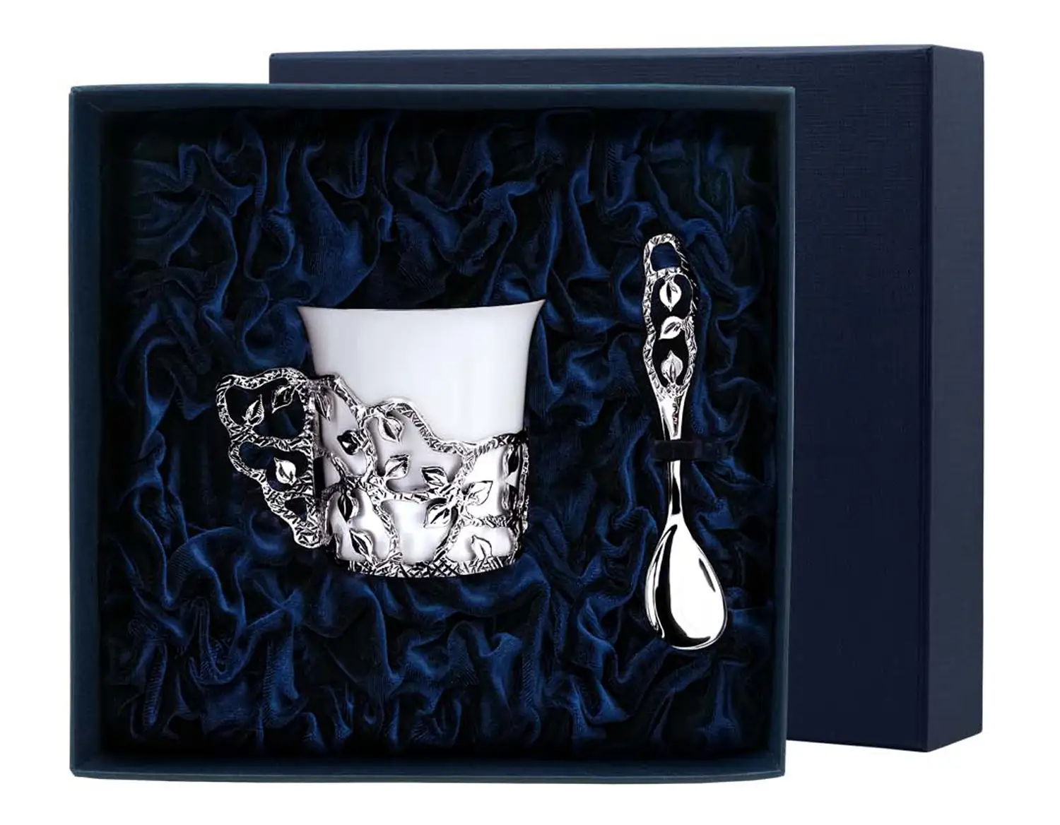 Набор кофейная чашка Листопад: ложка, чашка (Серебро 925) набор чашка кофейная роза ложка из серебра