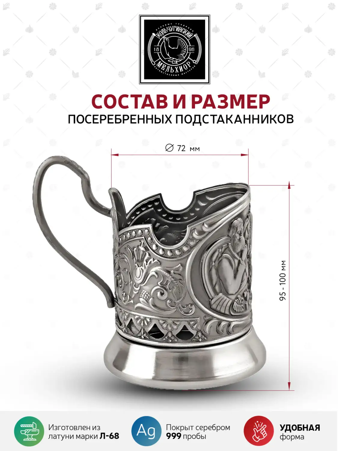 Подстаканник  посеребренный  "Русское чаепитие (новая пластина)"