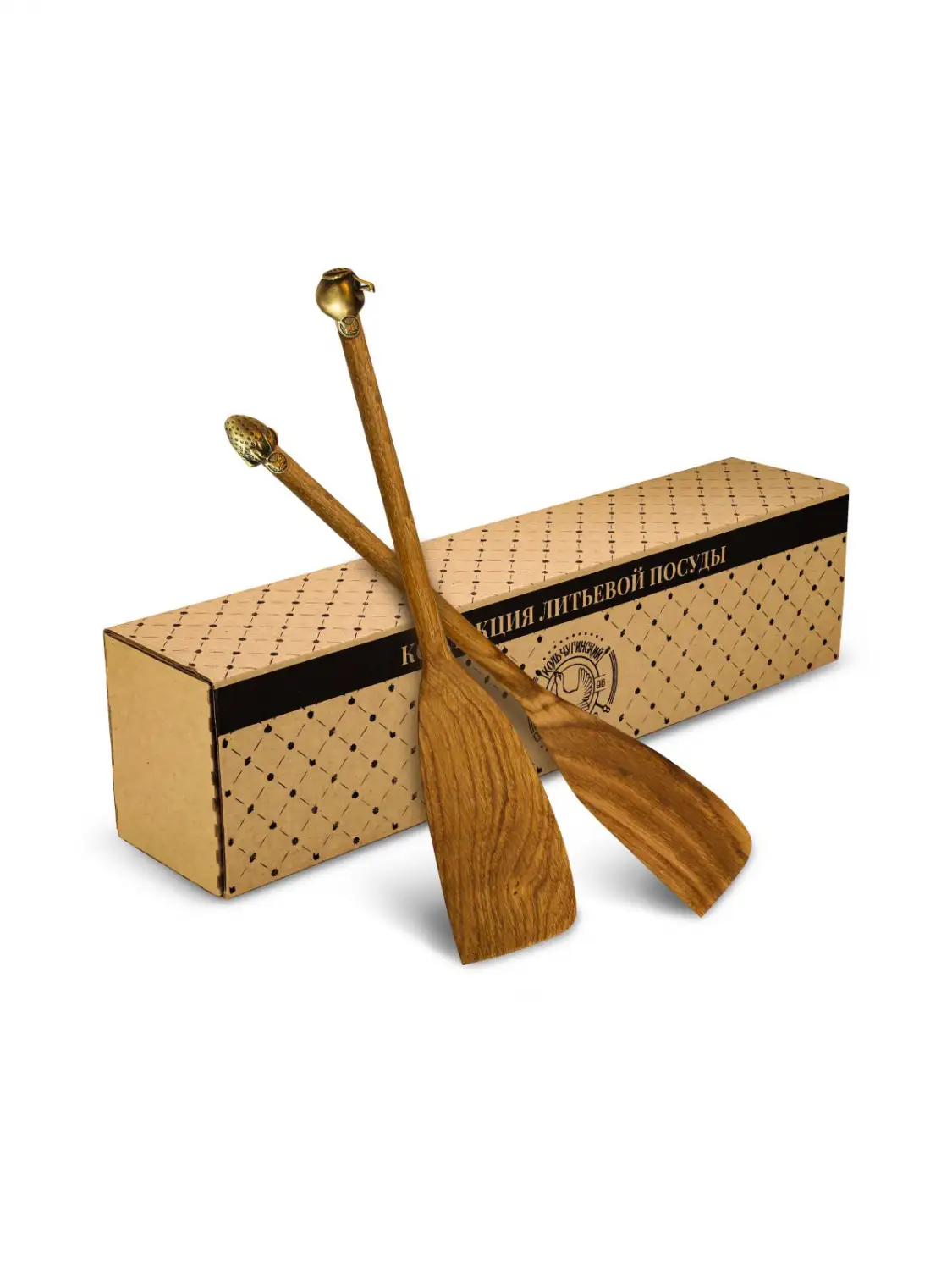 Набор деревянных лопаток с накладками Яблоко и Клубника