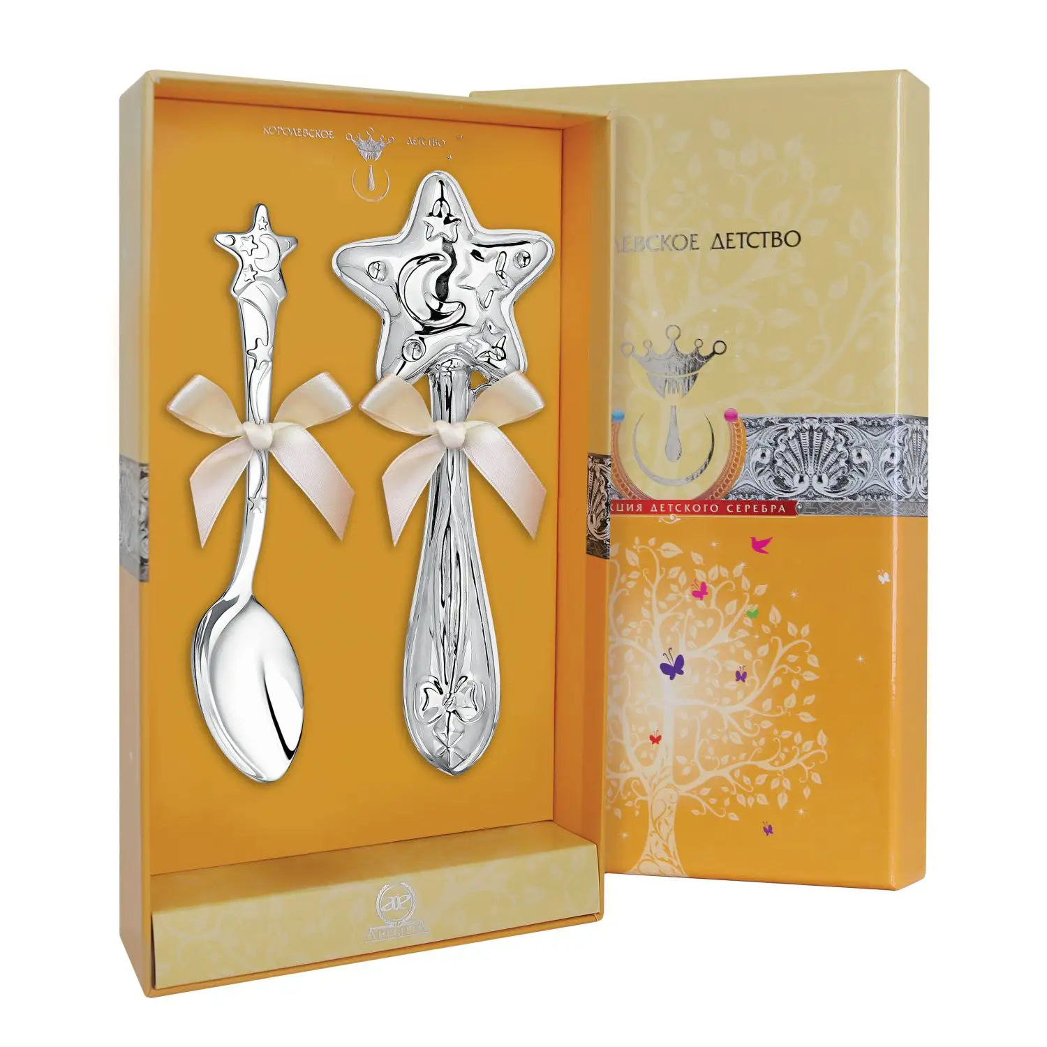 Набор для малышей DODO Звезда: ложка и погремушка (Серебро 925) набор для малышей звезда ложка и погремушка серебро 925