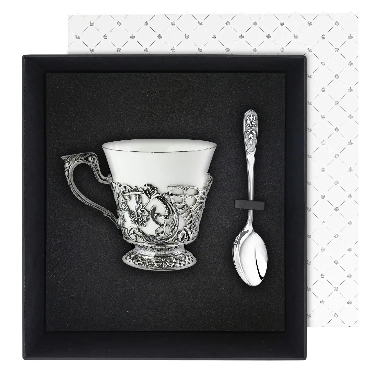 Набор чайная чашка Фея: ложка, чашка посеребренный с чернением чашка чайная фея мельхиоровая с чернением