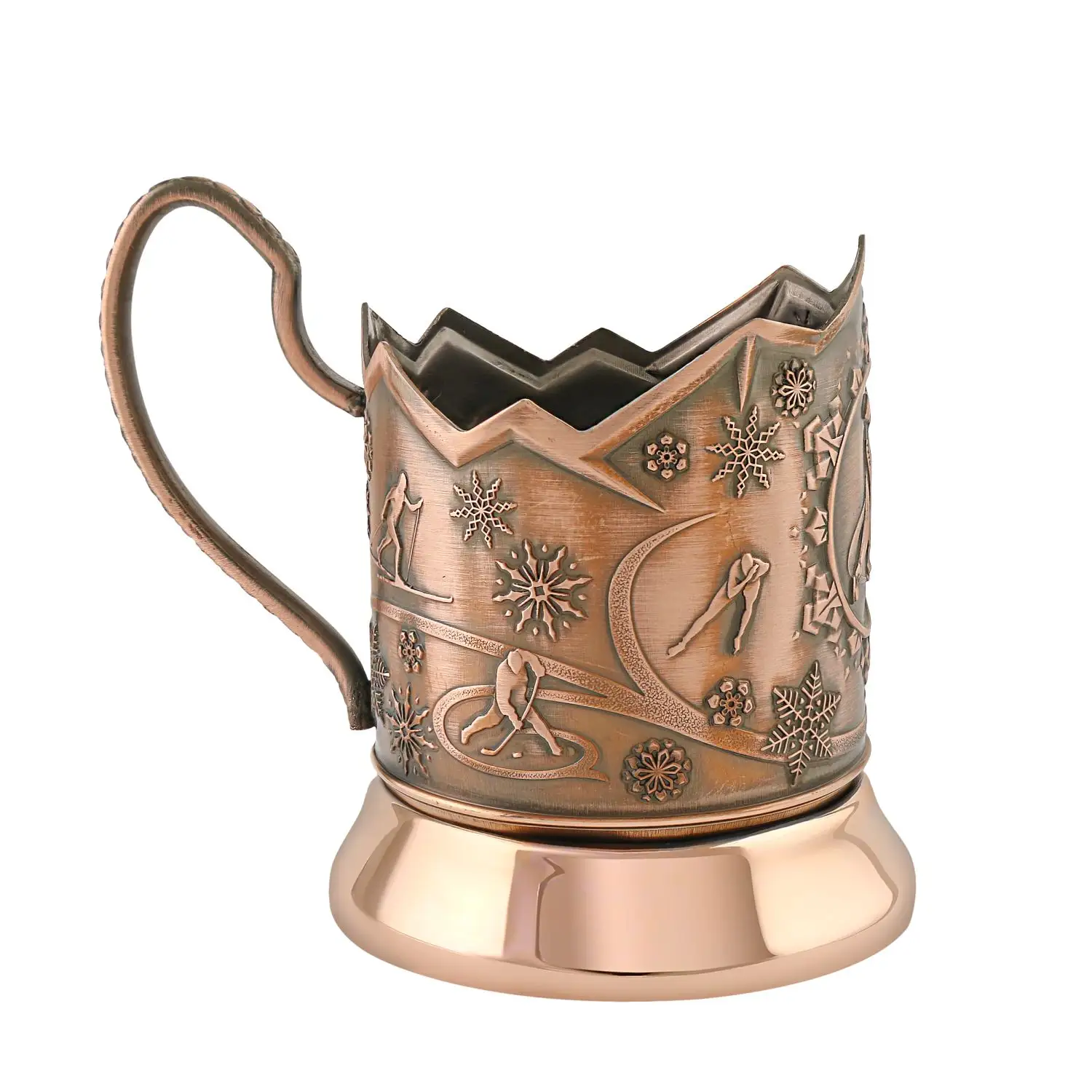 Подстаканник  медный  "Зимние виды спорта Конькобежный спорт"