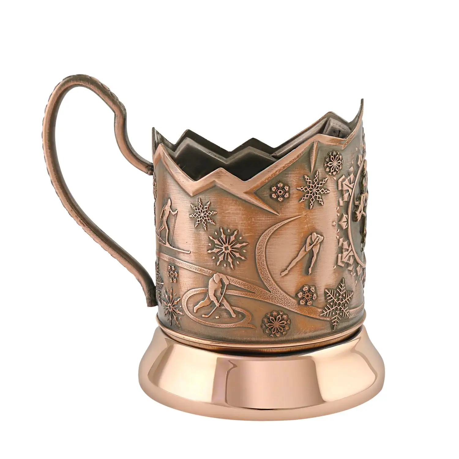 Подстаканник  медный  "Зимние виды спорта Фигурное катание"