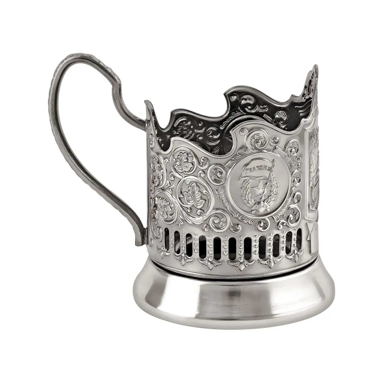 Подстаканник  никелированный с чернением  "Самолет Ил-2'" УЦЕНЕННЫЙ ТОВАР